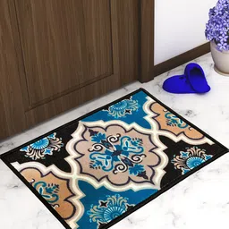 Athom Trendz Brown & Blue Printed Premium Anti-slip Doormat-13