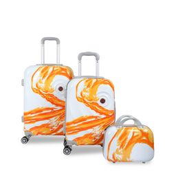 Polo Class Orange & White Printed Set of 3 Travelling Bag-10