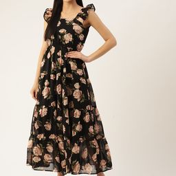 Deewa Floral Print Georgette Fit & Flare Maxi Dress-picture-44