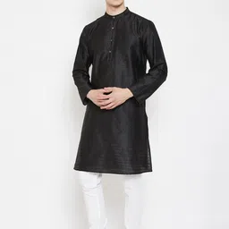 even Men Black Woven Design Straight Kurta-image-47
