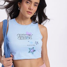 glitchez Printed Crop Fitted Top-image-28