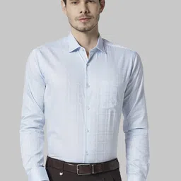 Park Avenue Men Blue Slim Fit Checked Formal Shirt-image-96