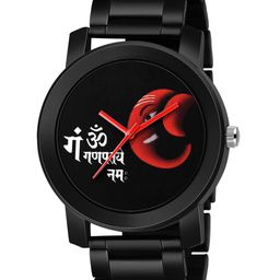 SWADESI STUFF Men Black Printed Dial & Black Bracelet Style Straps Analogue Watch-92