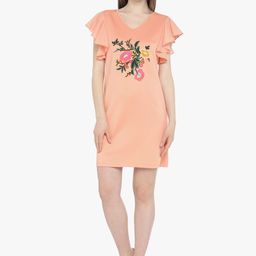 Annabelle by Pantaloons Women Peach-Coloured Embroidered Sheath Dress-image-81