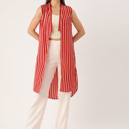 Rue Collection Striped Open Front Longline Shrug-5