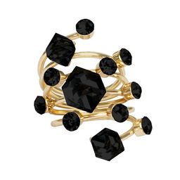 JOKER & WITCH Black Gold-Plated Stone-Studded Sprinkle Adjustable Finger Ring-28