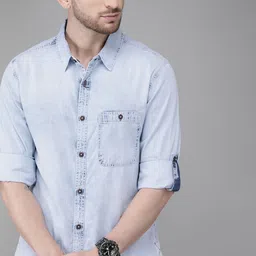 Roadster Men Blue Pure Cotton Sustainable Casual Shirt-image-50