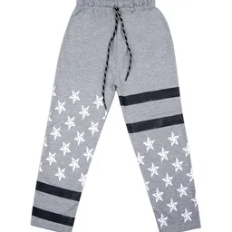 SWEET ANGEL Kids Grey & White Straight Fit Printed Track Pants-image-71
