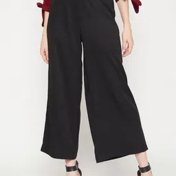 Marie Claire Women Black Straight Fit Solid Parallel Trousers-image-39