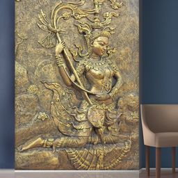 999Store Gold-Toned Lady Playing The Sitar Mural Wall Sticker-picture-5