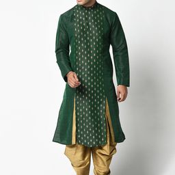 DEYANN Men Green Ethnic Motifs Printed Kurta-picture-17