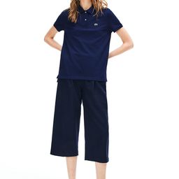 Lacoste Women Navy Blue Solid Polo Collar Pure Cotton T-shirt-image-89