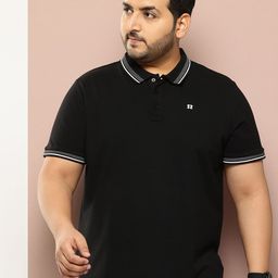 Sztori Men Plus Size Pure Cotton Monochrome Polo T-shirt-image-43