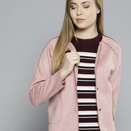 Marie Claire Women Peach-Coloured Suede Finish Solid Tailored Jacket-image-21