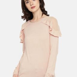 ONLY Women Peach-Coloured Solid Pullover-image-48