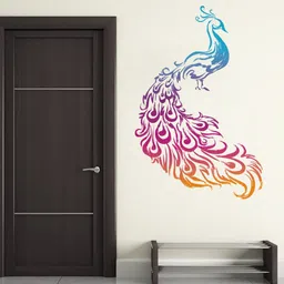 rawpockets Purple & Blue Peacock Wall Sticker-image-42