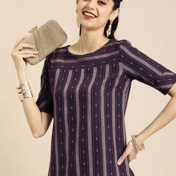 Anouk Women Purple Indie Prints Kurta-image-16