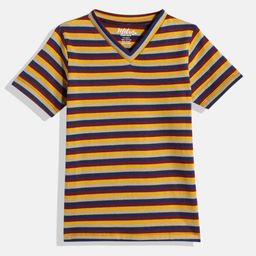 METRO KIDS COMPANY Boys Maroon & Yellow Striped V-Neck T-shirt-image-48