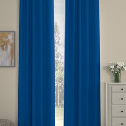 ROSARA HOME Blue Set of 2 Black Out Long Door Curtains-42