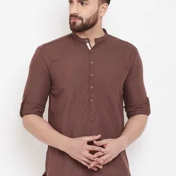 even Men Brown Woven Design Straight Kurta-image-69
