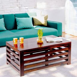 Ikiriya Red Rectangle Shaped Sheesham Wooden Contemporary Coffee Table-7