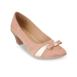 pelle albero Pink Block Heeled Pumps with Bows-picture-30
