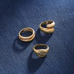 Zaveri Pearls Set Of 3 Gold-Plated Finger Rings-image-86