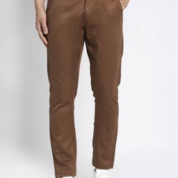 JAINISH Men Brown Slim Fit Solid Regular Trousers-picture-51