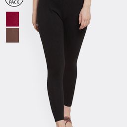 GRACIT Women Pack of 3 Solid Ankle-Length Leggings-image-48