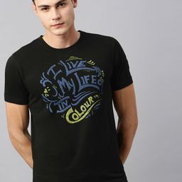 Huetrap Men Black Printed Round Neck Sustainable T-shirt-image-65