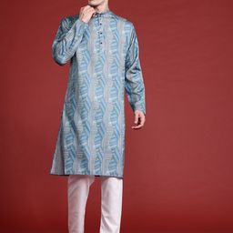 MANQ Men Printed Pure Cotton Kurta with Pyjamas-image-63