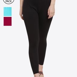 GRACIT Women Pack of 3 Solid Ankle-Length Leggings-image-41