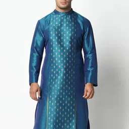 DEYANN Men Blue Woven Design Kurta-image-57