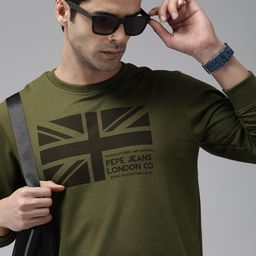 Pepe Jeans Men Olive Green Printed Sweatshirt-image-73