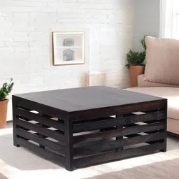 Ikiriya Black Wood Contemporary Dark Mahagony Finish Square Coffee Table-image-96