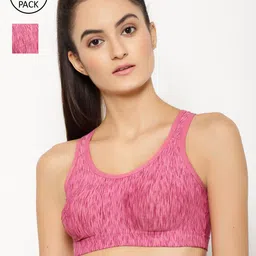 Floret Women Pack Of 2 Pink & Maroon Printed Lightly Padded & Non-Wired Workout Bra T3066-picture-17