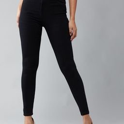 DOLCE CRUDO Women Black Skinny Fit High-Rise Clean Look Stretchable Jeans-image-33