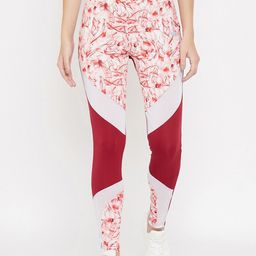 Clovia Women Red & White Printed Sports Tights-image-81