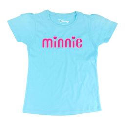 Minnie Girls Blue Printed Round Neck T-shirt-image-98