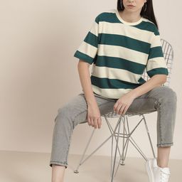 Difference of Opinion Women Striped Loose T-shirt-image-28