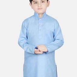 SG YUVRAJ Boys Blue Solid Straight Kurta-15