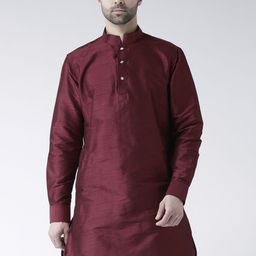 DEYANN Men Maroon Woven Design Straight Kurta-image-97