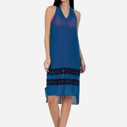 Amante Women Blue Chevron Design Swimwear Cover-Up Dress-image-56