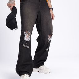 glitchez Men Broken-in Baggy Distressed Light Fade Jeans-image-61