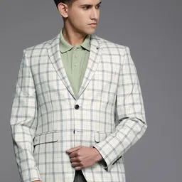 Louis Philippe Men Checked Single-Breasted Slim-Fit Blazer-picture-27