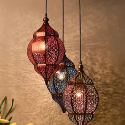 Homesake Brown & Black Textured Handcrafted Moroccan Orb Cluster Light-11