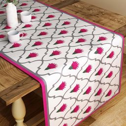 SEJ by Nisha Gupta Pink & Grey Printed Table Runner-35