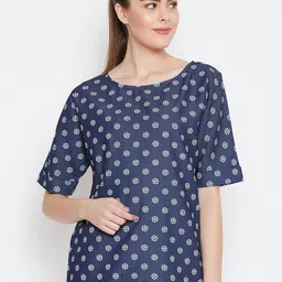 Austin wood Women Navy Blue Printed Top-picture-25