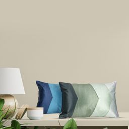 Home Blue Set of 2 Colourblocked Rectangle Cushion Covers-49