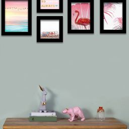 Art Street Set of 5 Black & Pink Wall Paintings-20